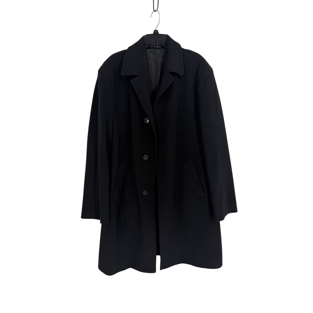 Made in Italy Overcoat Wool Cashmere Blend Luxury‎ Winter Mens Large Black
